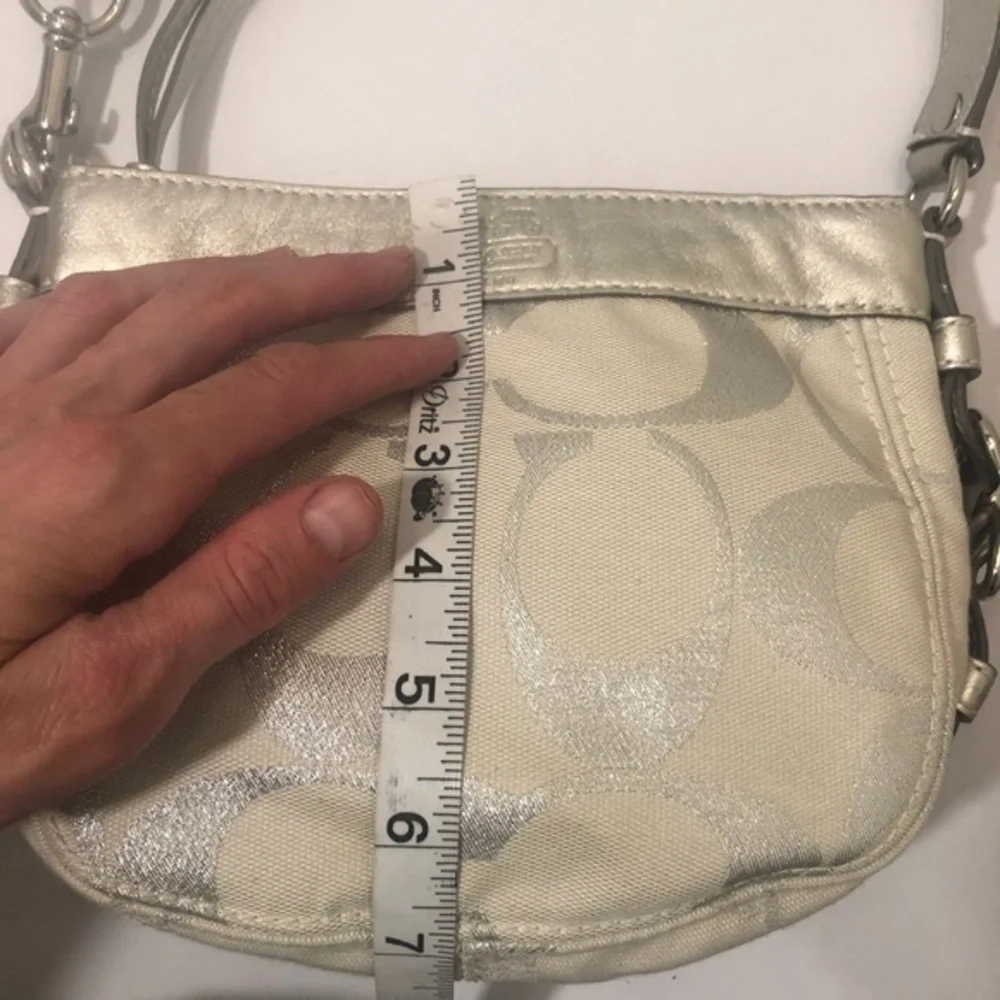 Coach vintage y2k 42715 signature white silver mini Zoe hobo bag